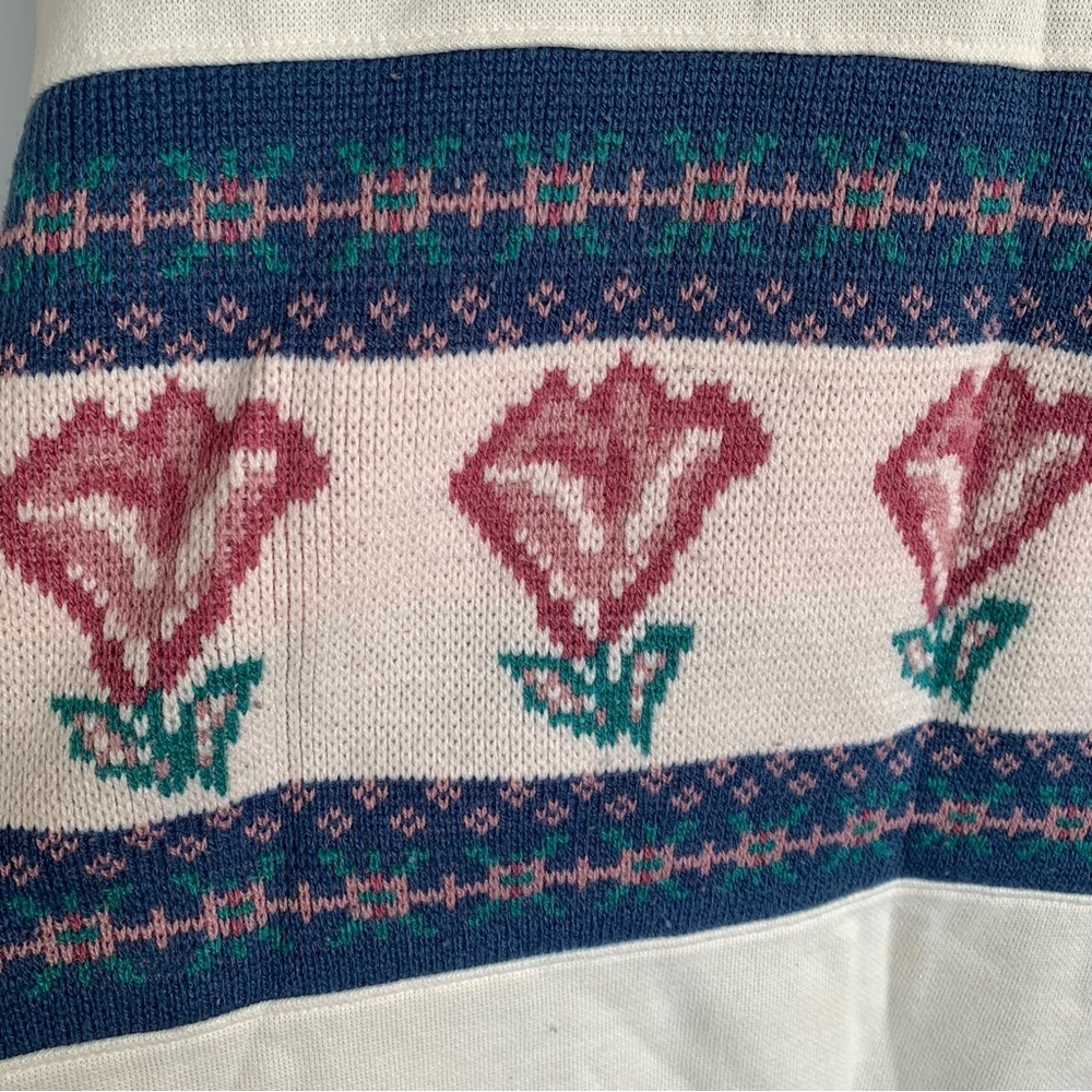 Vintage Floral Crewneck Sweatshirt Adult Large 90s Sweater Act 3 Tag Made USA - Picture 3 of 7